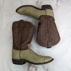 Tony Lama Boots Womens 9 9.5 40 41 Leather Brown Gray Vintage Reptile